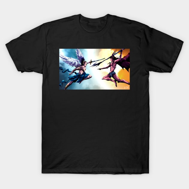 Angel Dandy versus Devil Dandy T-Shirt by Tattooeddandyyy70